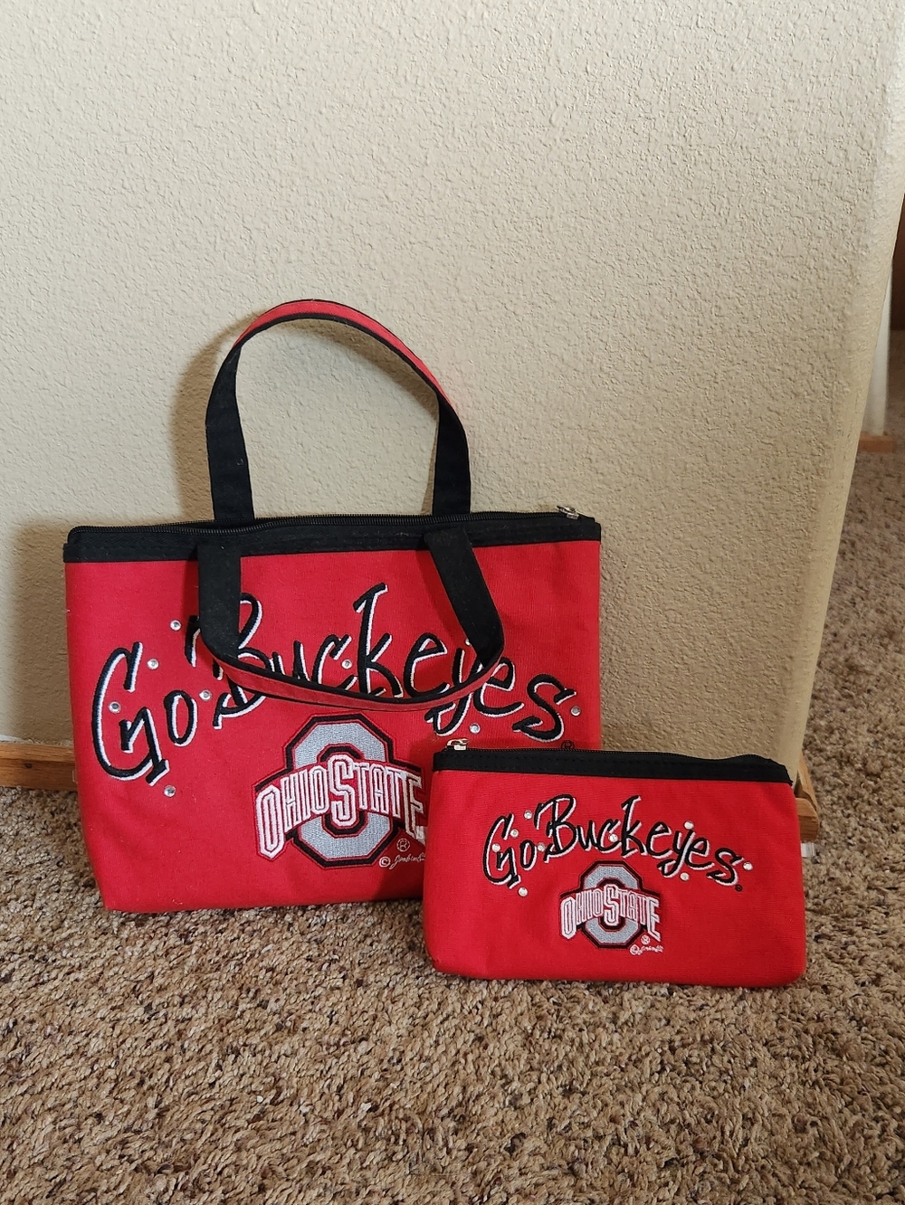 Ohio State Go Buckeyes Red Tote and Pouch Set
